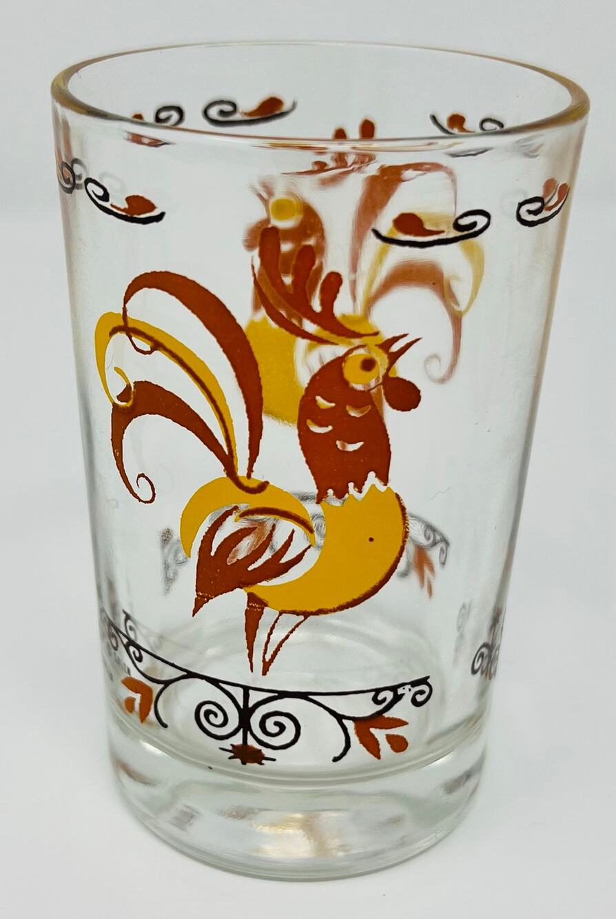CockO' The Walk by Salem Glass 3 3/4 Inch Juice Tumbler Weathervane MCM Vintage